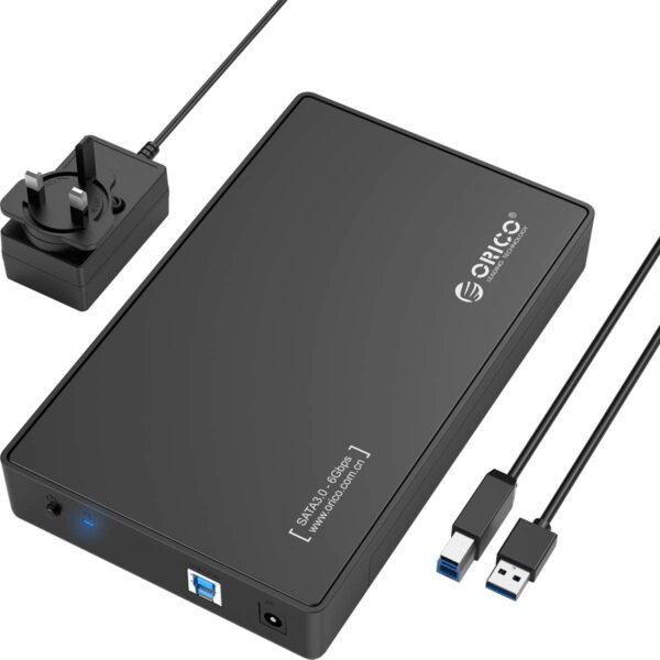 ORICO 3.5" Toolfree Hard Drive Enclosure - USB 3.0 SATA III HDD SSD Caddy Case Reader with 12V Power Adapter - Sleep Mode on Windows, Linux & - Maestro
